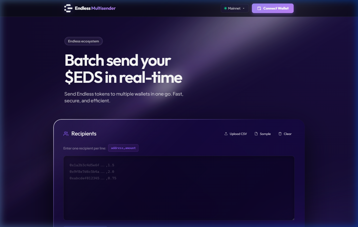 Endless Multisender Screenshot